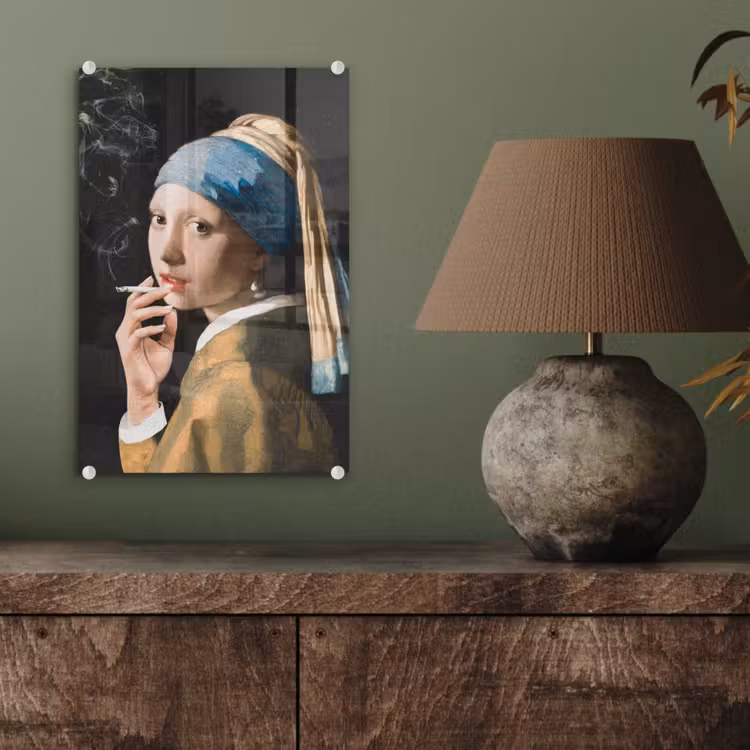Meisje met de parel - Johannes Vermeer - Sigaretten plexiglas 5mm klein -sfeer3