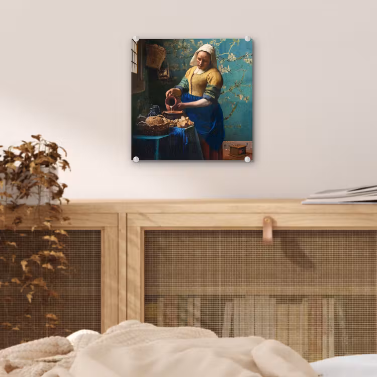 Melkmeisje - Amandelbloesem - Van Gogh - Vermeer - Schilderij - Oude meesters plexiglas 5mm klein -sfeer4