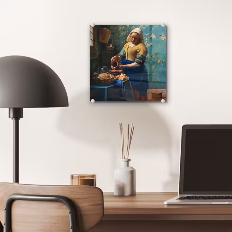 Melkmeisje - Amandelbloesem - Van Gogh - Vermeer - Schilderij - Oude meesters plexiglas 5mm klein -sfeer6