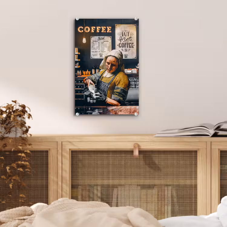 Melkmeisje - Barista - Koffie - Vintage - Kunst - Abstract - Schilderij - Oude meesters plexiglas 5mm klein -sfeer4