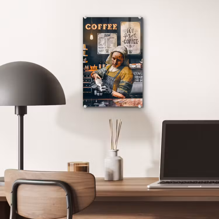 Melkmeisje - Barista - Koffie - Vintage - Kunst - Abstract - Schilderij - Oude meesters plexiglas 5mm klein -sfeer6
