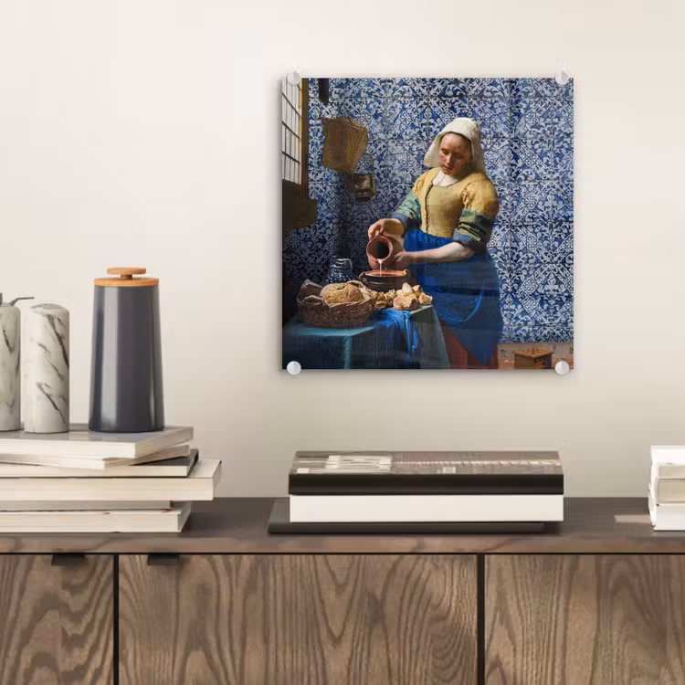 Melkmeisje - Delfts Blauw - Vermeer - Schilderij - Oude meesters plexiglas 5mm klein -sfeer1