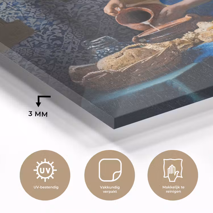 Melkmeisje - Delfts Blauw - Vermeer - Schilderij - Oude meesters plexiglas 5mm klein -sfeer2