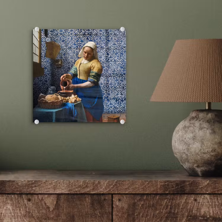 Melkmeisje - Delfts Blauw - Vermeer - Schilderij - Oude meesters plexiglas 5mm klein -sfeer3