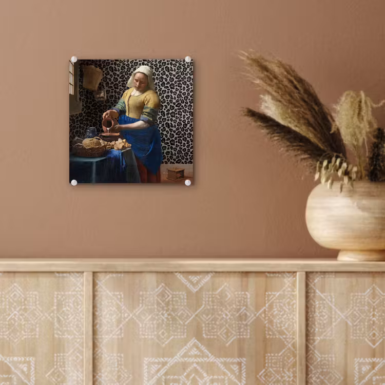 Melkmeisje - Kunst - Panterprint - Vermeer - Schilderij - Oude meesters plexiglas 5mm klein -sfeer5