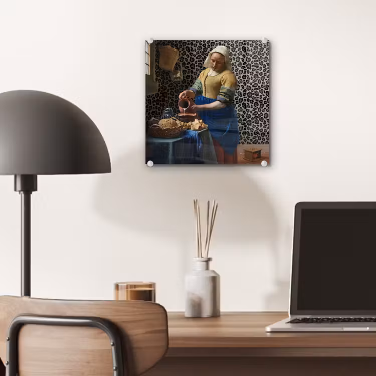 Melkmeisje - Kunst - Panterprint - Vermeer - Schilderij - Oude meesters plexiglas 5mm klein -sfeer6