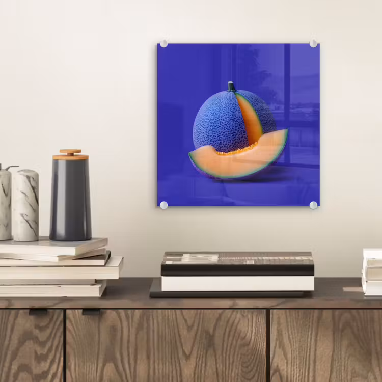 Meloen - Blauw - Oranje - Kunstzinnig plexiglas 5mm klein -sfeer1