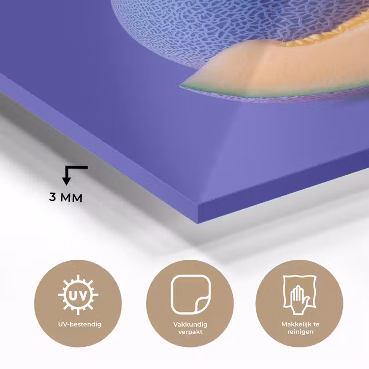 Meloen - Blauw - Oranje - Kunstzinnig plexiglas 5mm klein -sfeer2