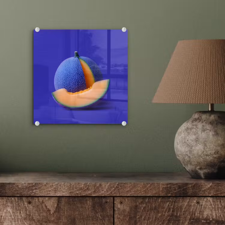 Meloen - Blauw - Oranje - Kunstzinnig plexiglas 5mm klein -sfeer3