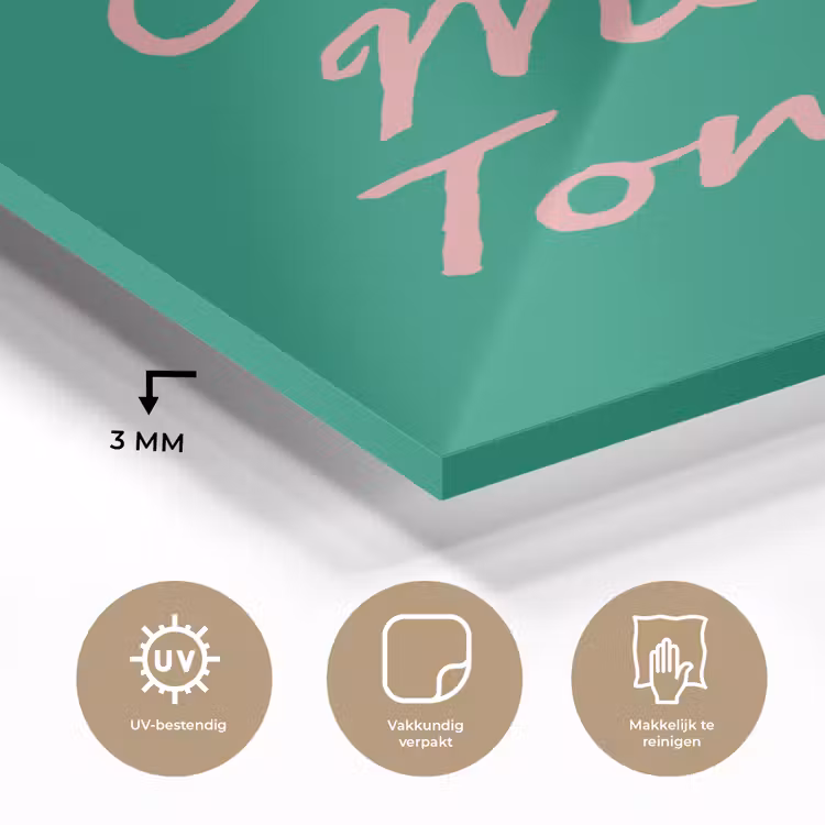 Menu - Quote - Roze plexiglas 5mm klein -sfeer2