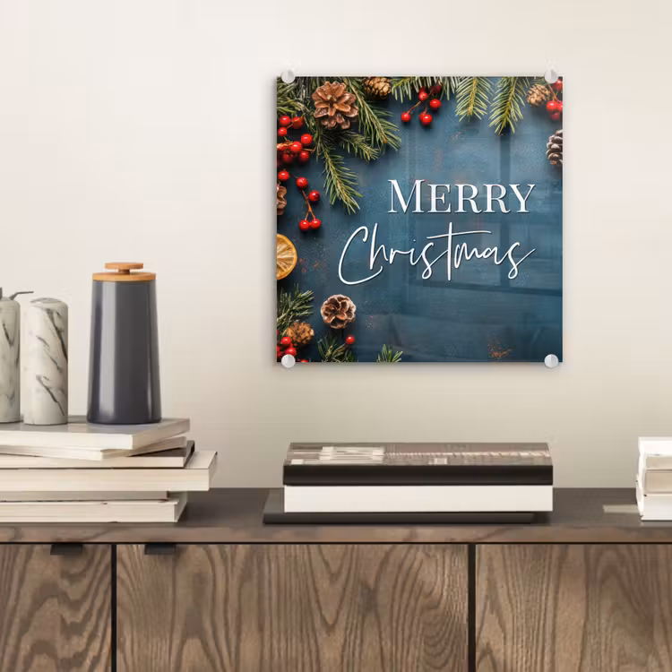 Merry Christmas - Blauw - Kerst - Winter plexiglas 5mm klein -sfeer1