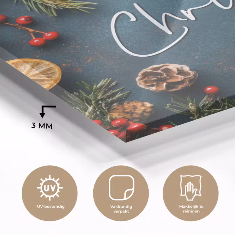 Merry Christmas - Blauw - Kerst - Winter plexiglas 5mm klein -sfeer2