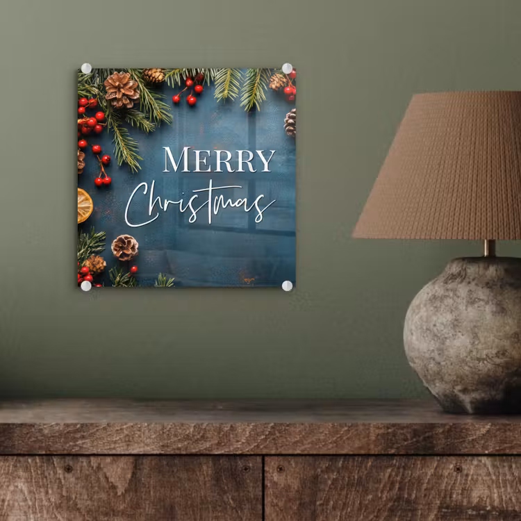 Merry Christmas - Blauw - Kerst - Winter plexiglas 5mm klein -sfeer3