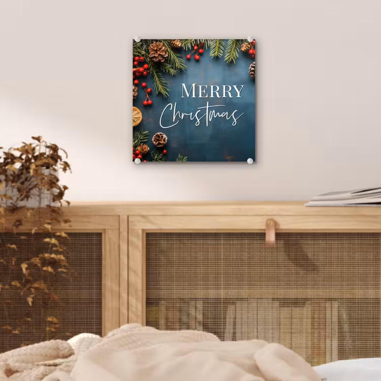Merry Christmas - Blauw - Kerst - Winter plexiglas 5mm klein -sfeer4