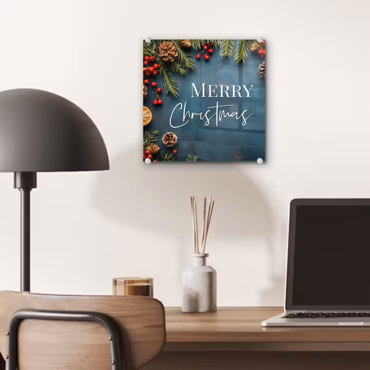 Merry Christmas - Blauw - Kerst - Winter plexiglas 5mm klein -sfeer6
