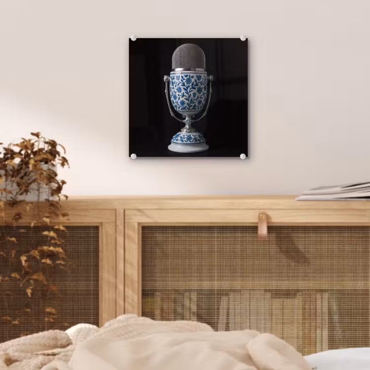 Microfoon - Delfts blauw - Muziek plexiglas 5mm klein -sfeer4