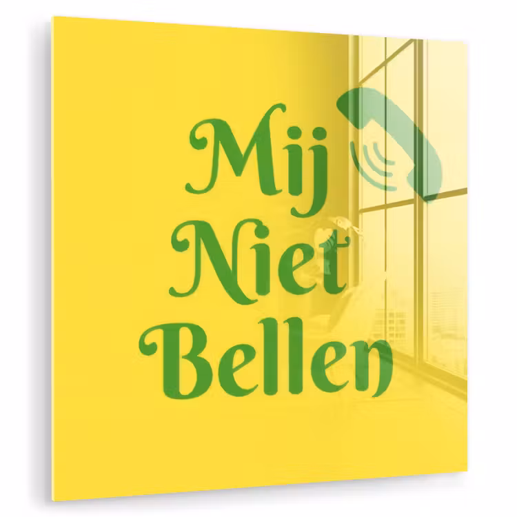 Mij niet bellen - Telefoon - Geel plexiglas 5mm klein -zzzproduct_nieuw