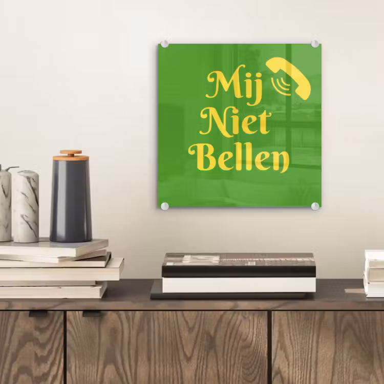 Mij niet bellen - Telefoon - Groen plexiglas 5mm klein -sfeer1