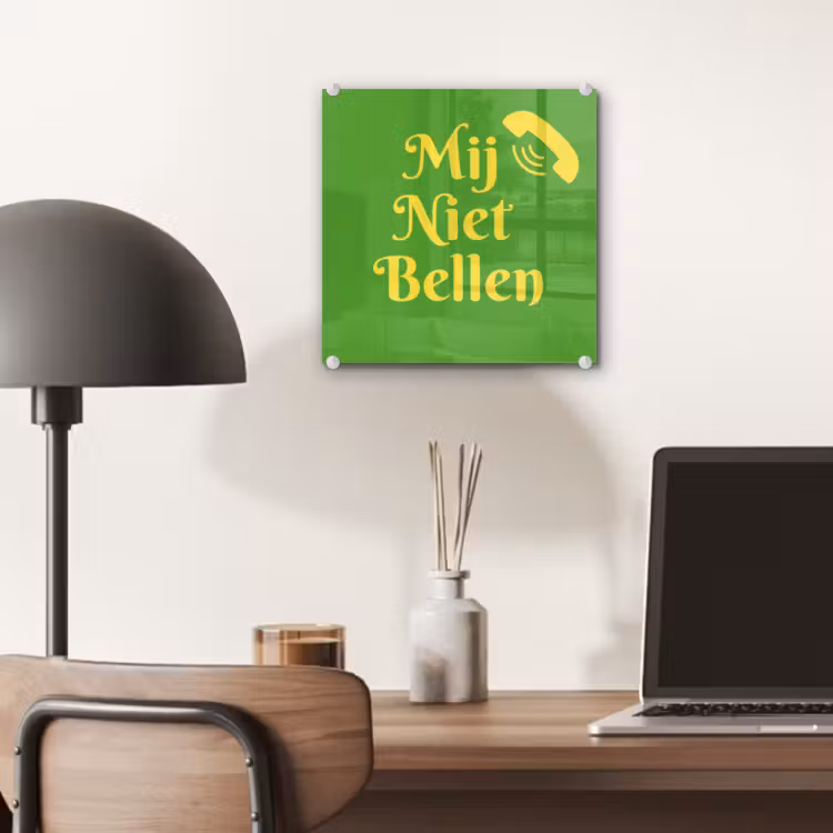 Mij niet bellen - Telefoon - Groen plexiglas 5mm klein -sfeer6