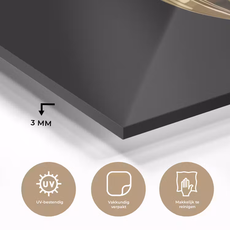 Milkshake - Goud - Drinken - Zwart plexiglas 5mm klein -sfeer2
