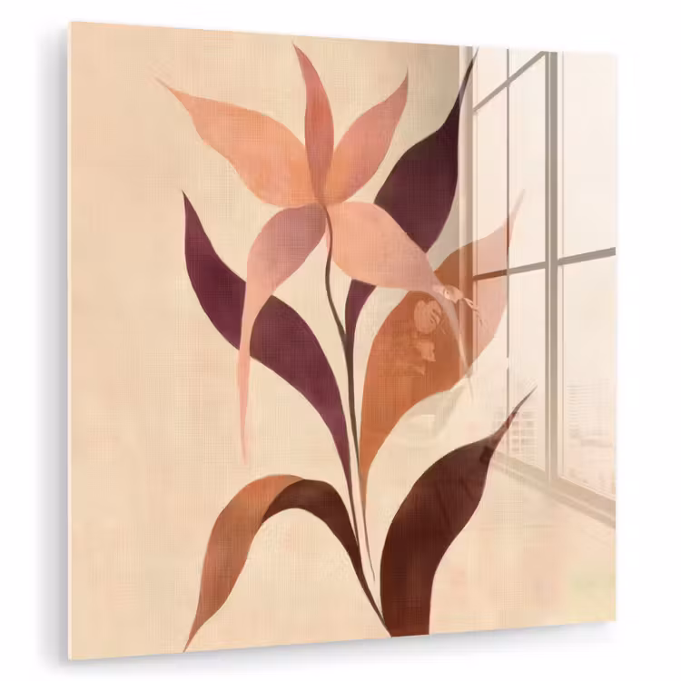 Minimalistisch - Bloem - Bladeren - Beige plexiglas 5mm klein -zzzproduct_nieuw