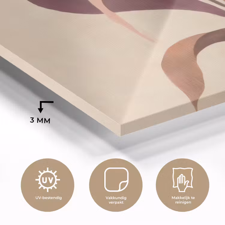 Minimalistisch - Bloem - Bladeren - Beige plexiglas 5mm klein -sfeer2