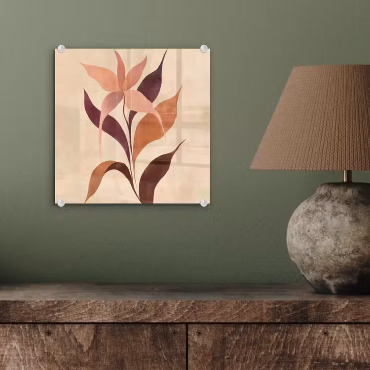 Minimalistisch - Bloem - Bladeren - Beige plexiglas 5mm klein -sfeer3
