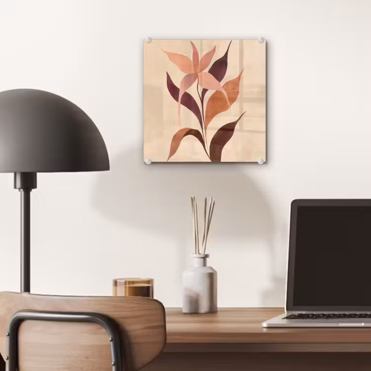 Minimalistisch - Bloem - Bladeren - Beige plexiglas 5mm klein -sfeer6