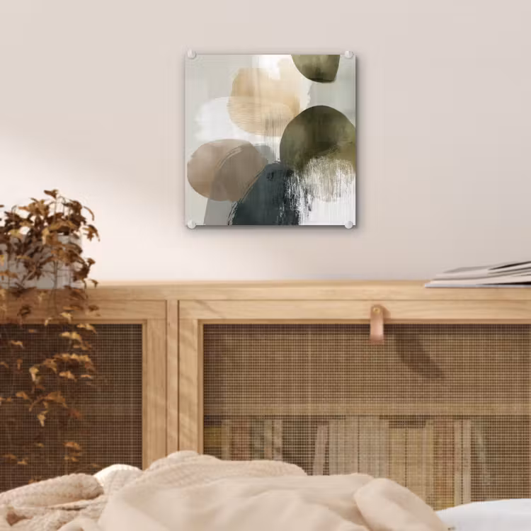Minimalistisch - Cirkels - Penseelstreken - Beige plexiglas 5mm klein -sfeer4