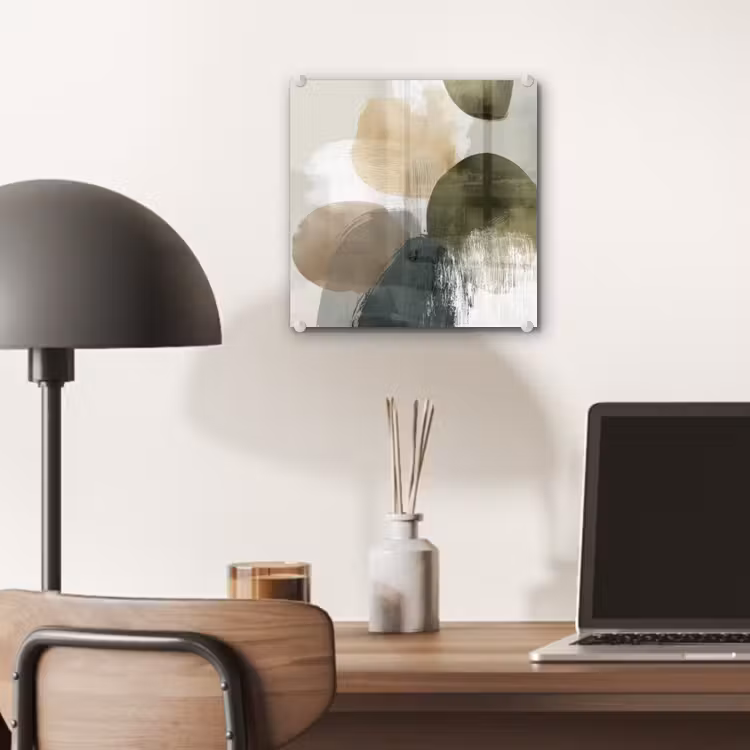 Minimalistisch - Cirkels - Penseelstreken - Beige plexiglas 5mm klein -sfeer6