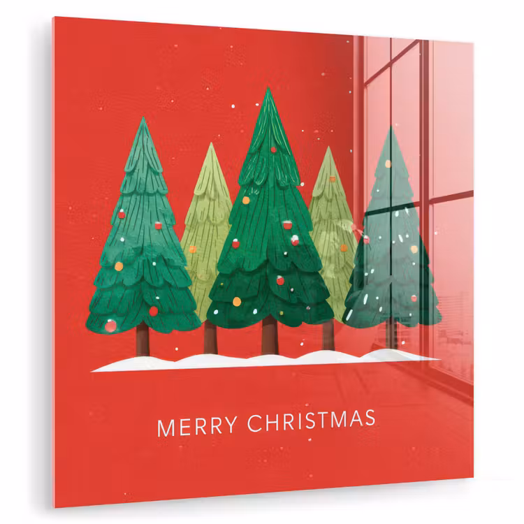Minimalistisch - Kerstbomen - Rood - Sneeuw plexiglas 5mm klein -zzzproduct_nieuw