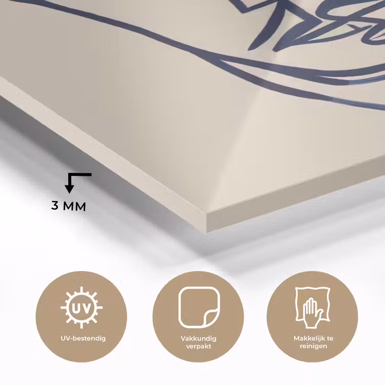 Minimalistisch - Lijnillustratie - Beige - Donkerblauw plexiglas 5mm klein -sfeer2