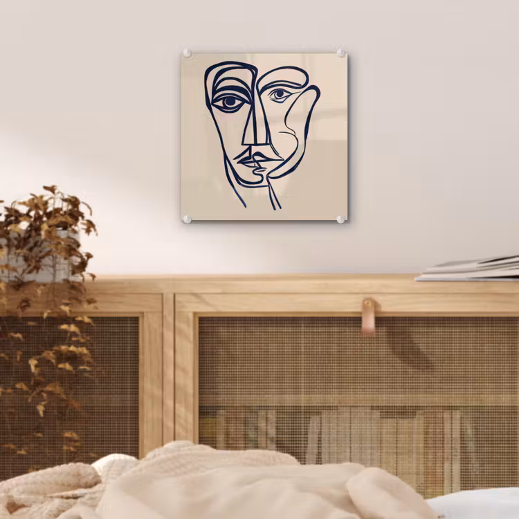 Minimalistisch - Lijnillustratie - Beige - Donkerblauw plexiglas 5mm klein -sfeer4