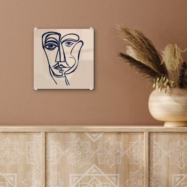 Minimalistisch - Lijnillustratie - Beige - Donkerblauw plexiglas 5mm klein -sfeer5
