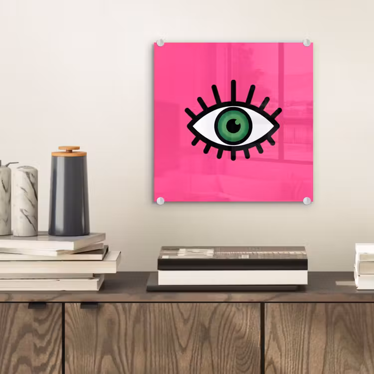Minimalistisch - Oog - Roze plexiglas 5mm klein -sfeer1