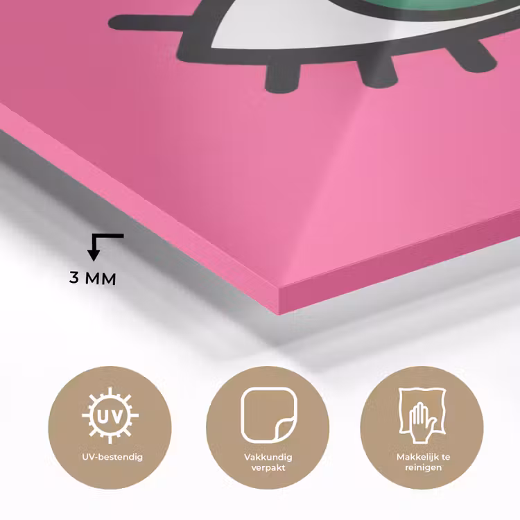 Minimalistisch - Oog - Roze plexiglas 5mm klein -sfeer2