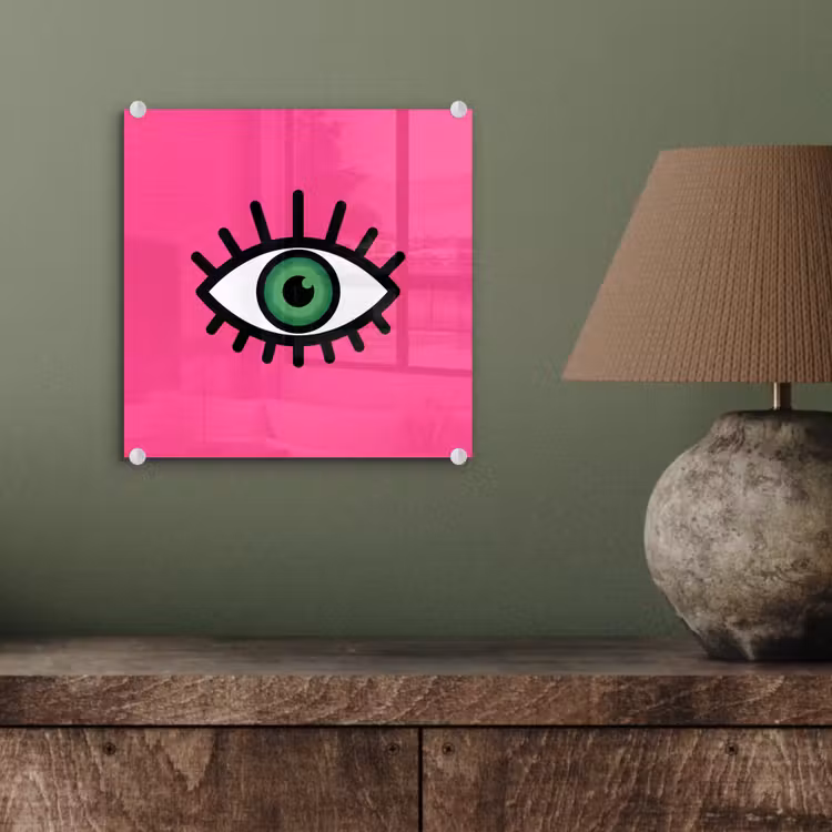Minimalistisch - Oog - Roze plexiglas 5mm klein -sfeer3