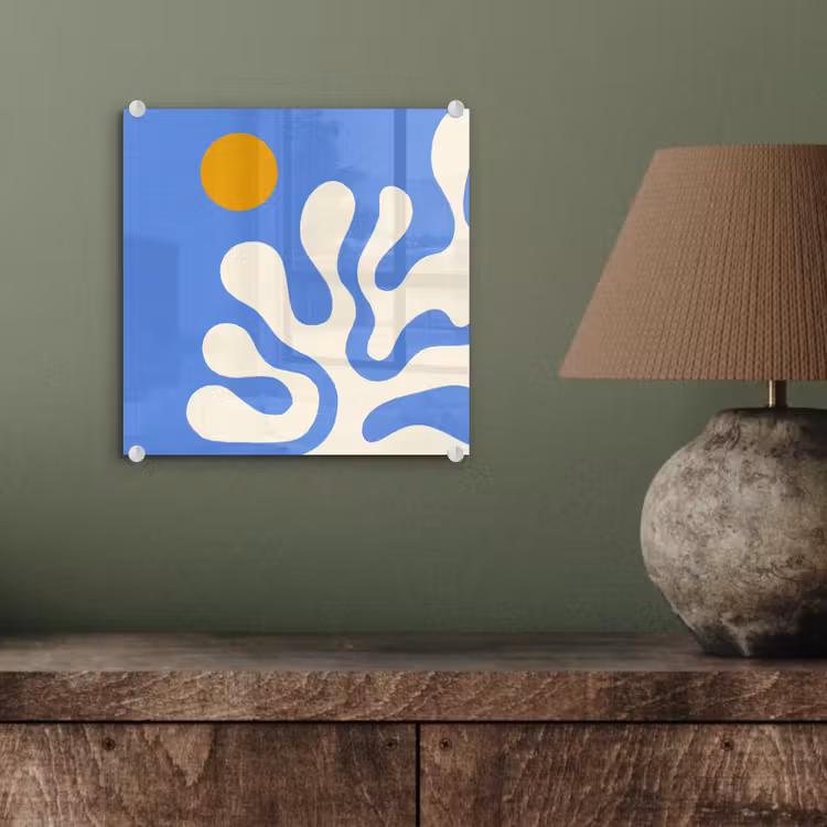 Minimalistisch - Organisch patroon - Blauw plexiglas 5mm klein -sfeer3
