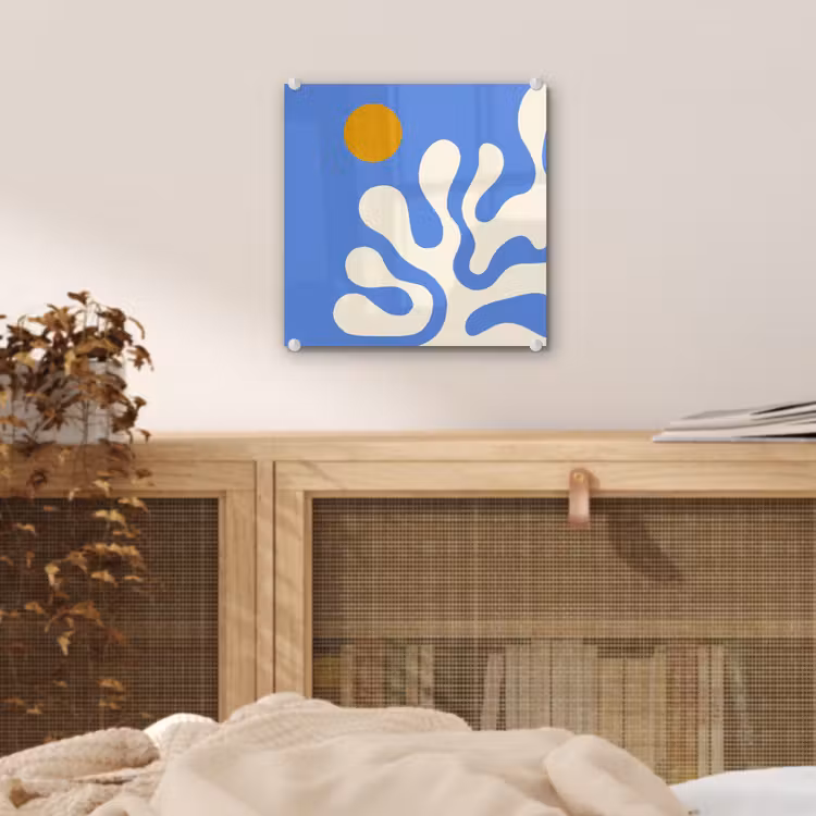 Minimalistisch - Organisch patroon - Blauw plexiglas 5mm klein -sfeer4