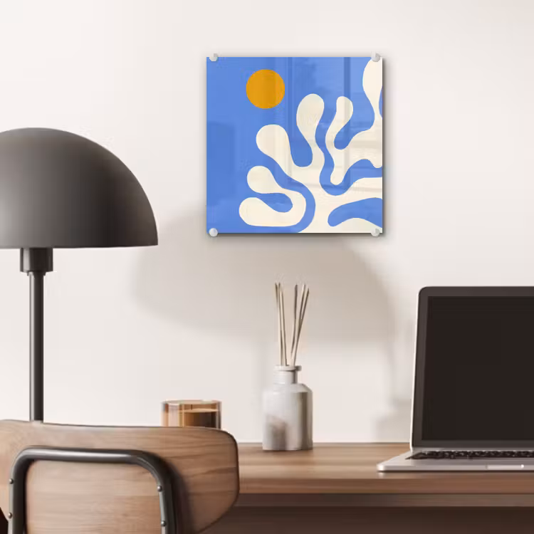 Minimalistisch - Organisch patroon - Blauw plexiglas 5mm klein -sfeer6