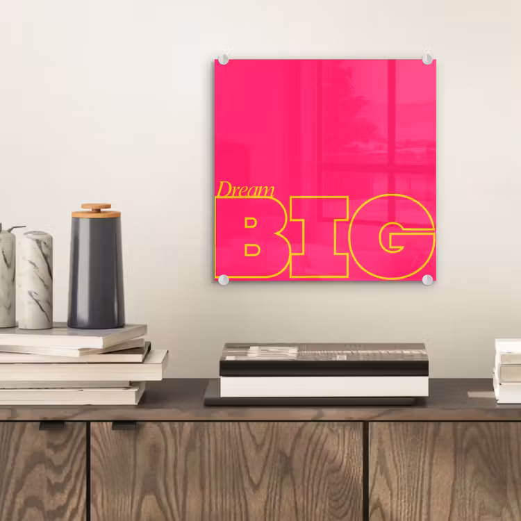 Minimalistisch - Roze - Dream big - Grafisch plexiglas 5mm klein -sfeer1