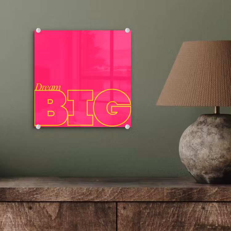 Minimalistisch - Roze - Dream big - Grafisch plexiglas 5mm klein -sfeer3