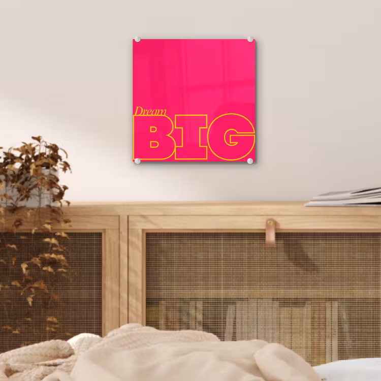 Minimalistisch - Roze - Dream big - Grafisch plexiglas 5mm klein -sfeer4