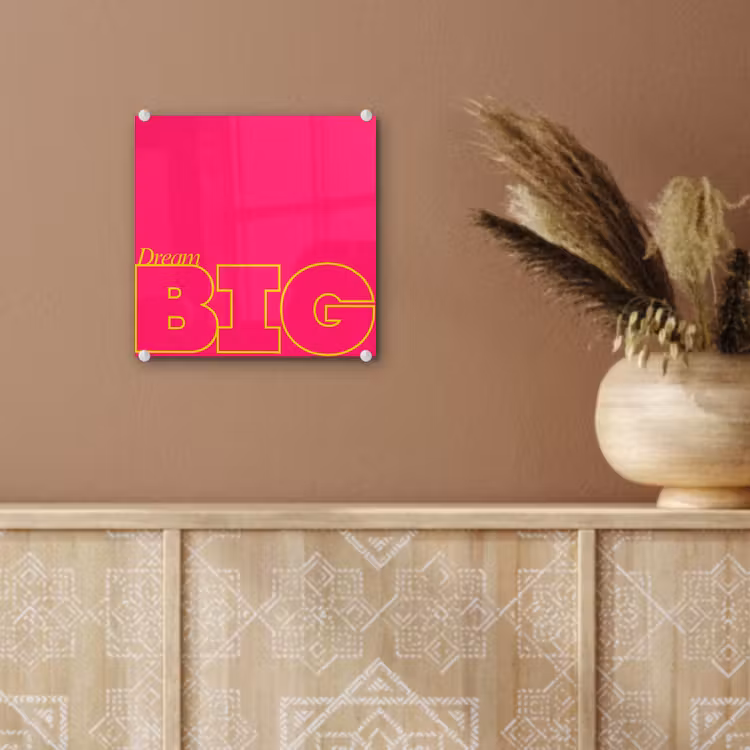 Minimalistisch - Roze - Dream big - Grafisch plexiglas 5mm klein -sfeer5