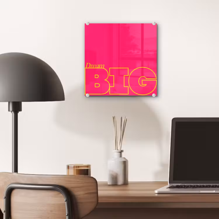 Minimalistisch - Roze - Dream big - Grafisch plexiglas 5mm klein -sfeer6