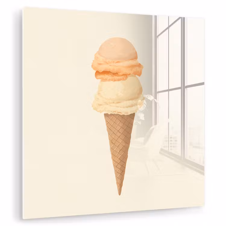 Minimalistisch - Schepijs - Hoorntje - Beige plexiglas 5mm klein -zzzproduct_nieuw