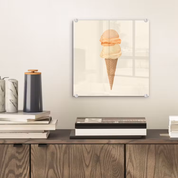 Minimalistisch - Schepijs - Hoorntje - Beige plexiglas 5mm klein -sfeer1