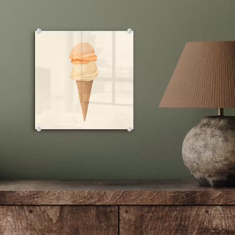 Minimalistisch - Schepijs - Hoorntje - Beige plexiglas 5mm klein -sfeer3
