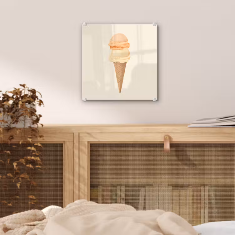 Minimalistisch - Schepijs - Hoorntje - Beige plexiglas 5mm klein -sfeer4