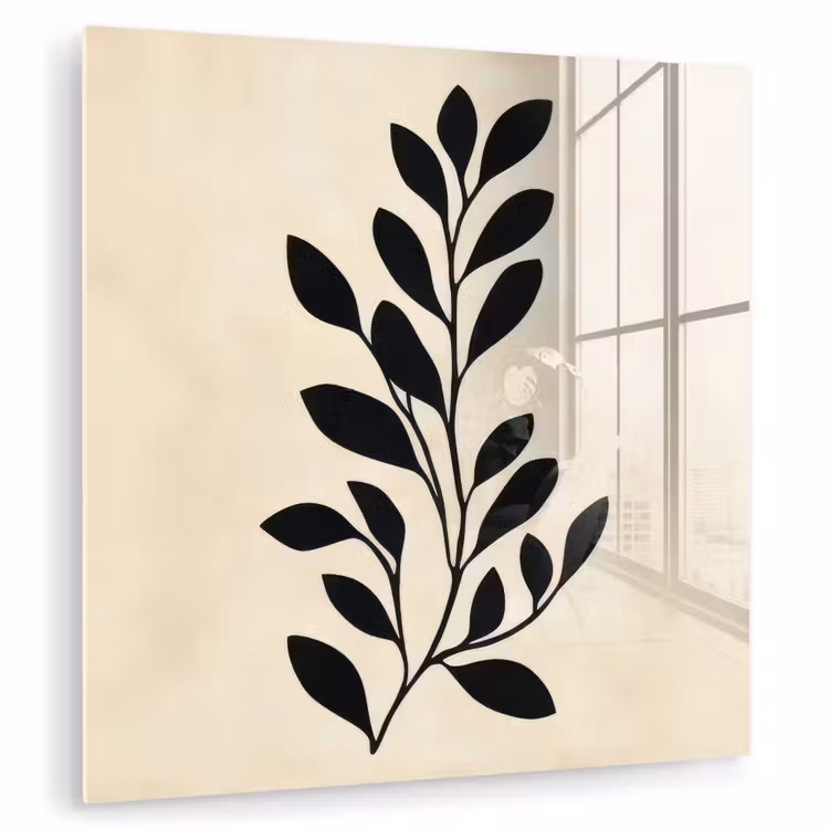 Minimalistisch - Tak - Bladeren - Zwart plexiglas 5mm klein -zzzproduct_nieuw